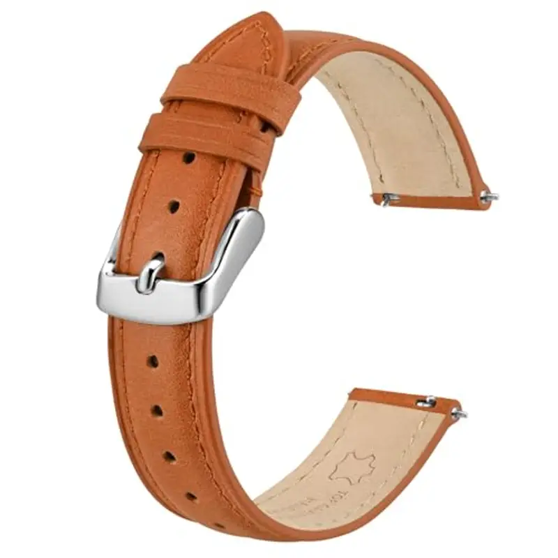 BISONSTRAP Eleganti Cinturino per Orologi in Pelle, Sgancio Rapido, Cinturino da Donna e da Uomo, 12mm, Arancia