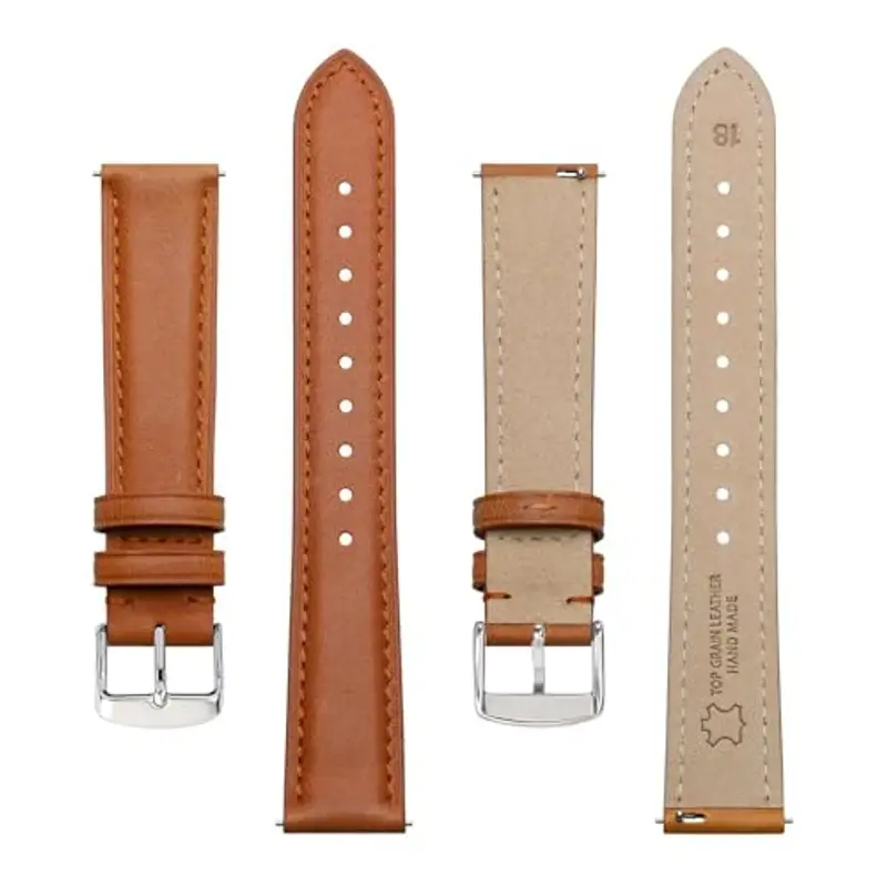 BISONSTRAP Eleganti Cinturino per Orologi in Pelle, Sgancio Rapido, Cinturino da Donna e da Uomo, 12mm, Arancia miniatura 3