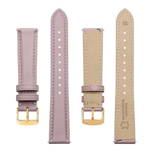 BISONSTRAP Eleganti Cinturino per Orologi in Pelle, Sgancio Rapido, Cinturino da Donna e da Uomo, 15mm, Rosa Chiaro miniatura 3