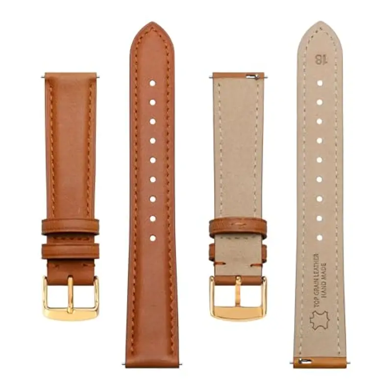BISONSTRAP Eleganti Cinturino per Orologi in Pelle, Sgancio Rapido, Cinturino da Donna e da Uomo, 16mm, Arancia miniatura 3