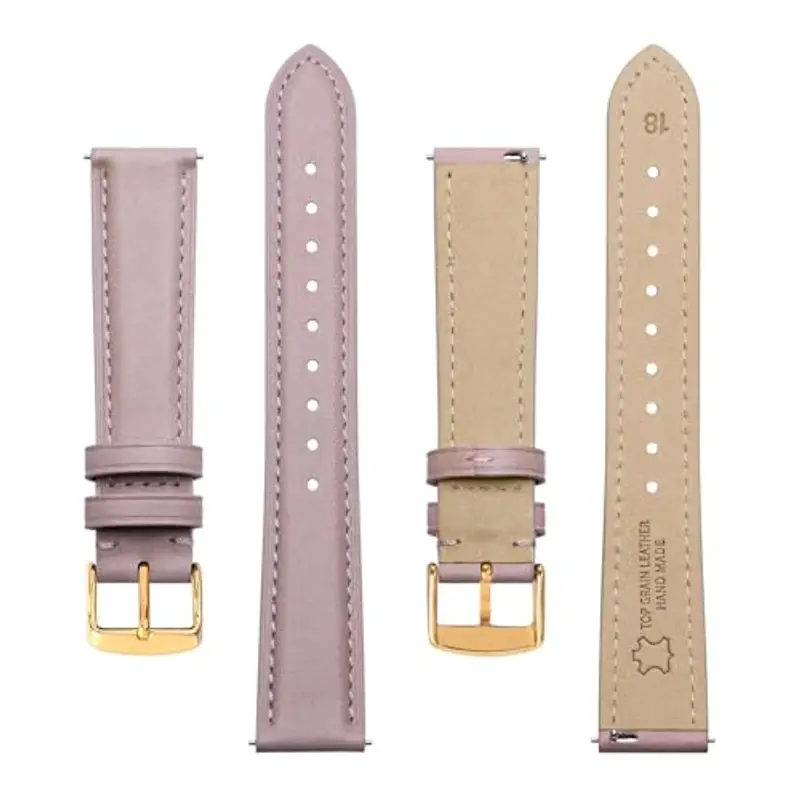 BISONSTRAP Eleganti Cinturino per Orologi in Pelle, Sgancio Rapido, Cinturino da Donna e da Uomo, 16mm, Rosa Chiaro miniatura 3