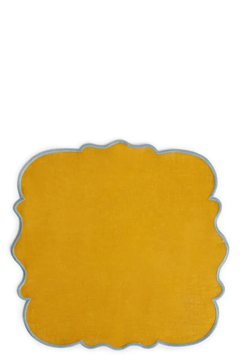 Set 2 Tovaglioli Bordo Smerlato Giallo