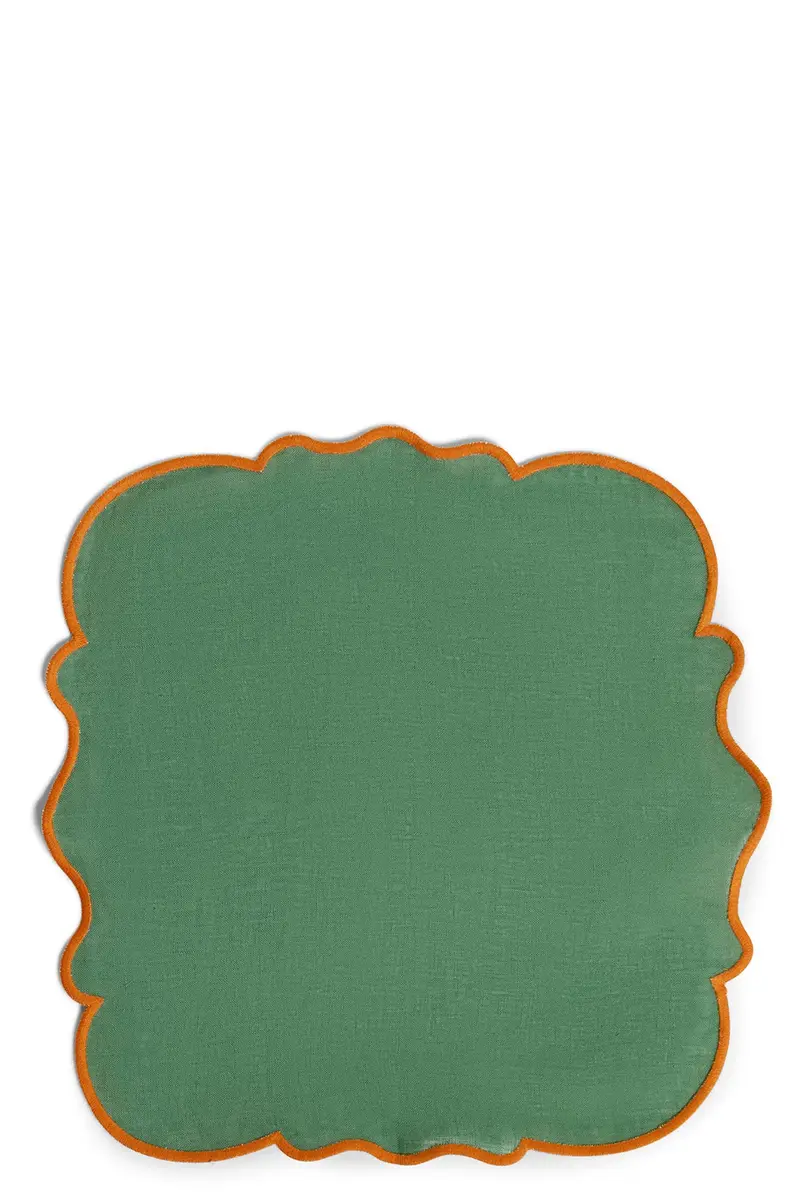 Set 2 Tovaglioli Bordo Smerlato Verde