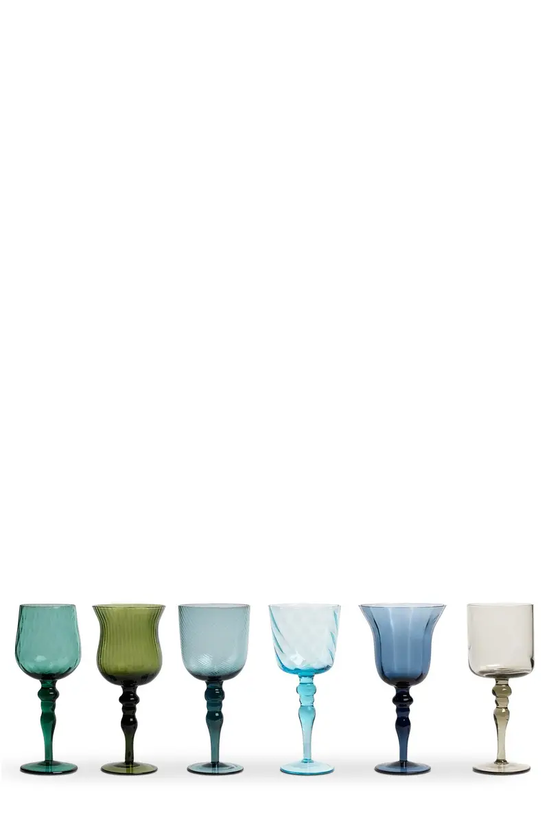 Set 6 Calici Forme Assortite - Texture Nuance Blu/ Multi