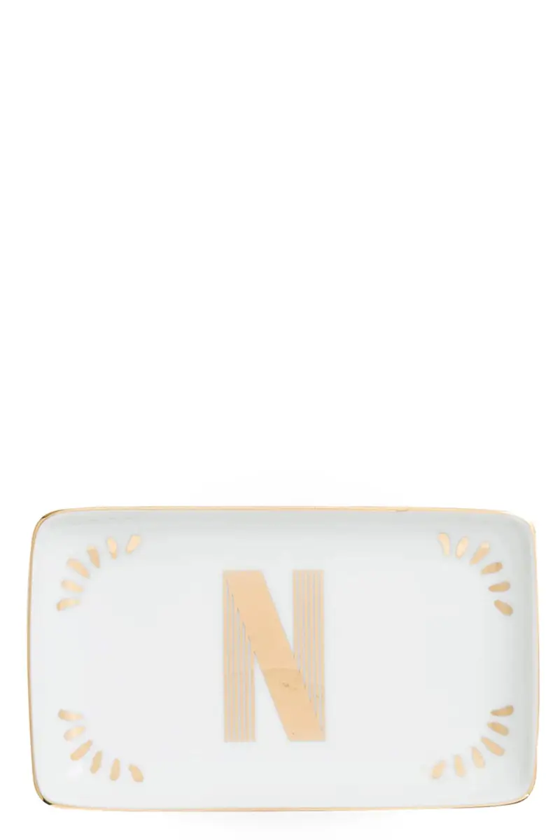 Svuotatasche Rettangolare Lettera 'N' Bianco