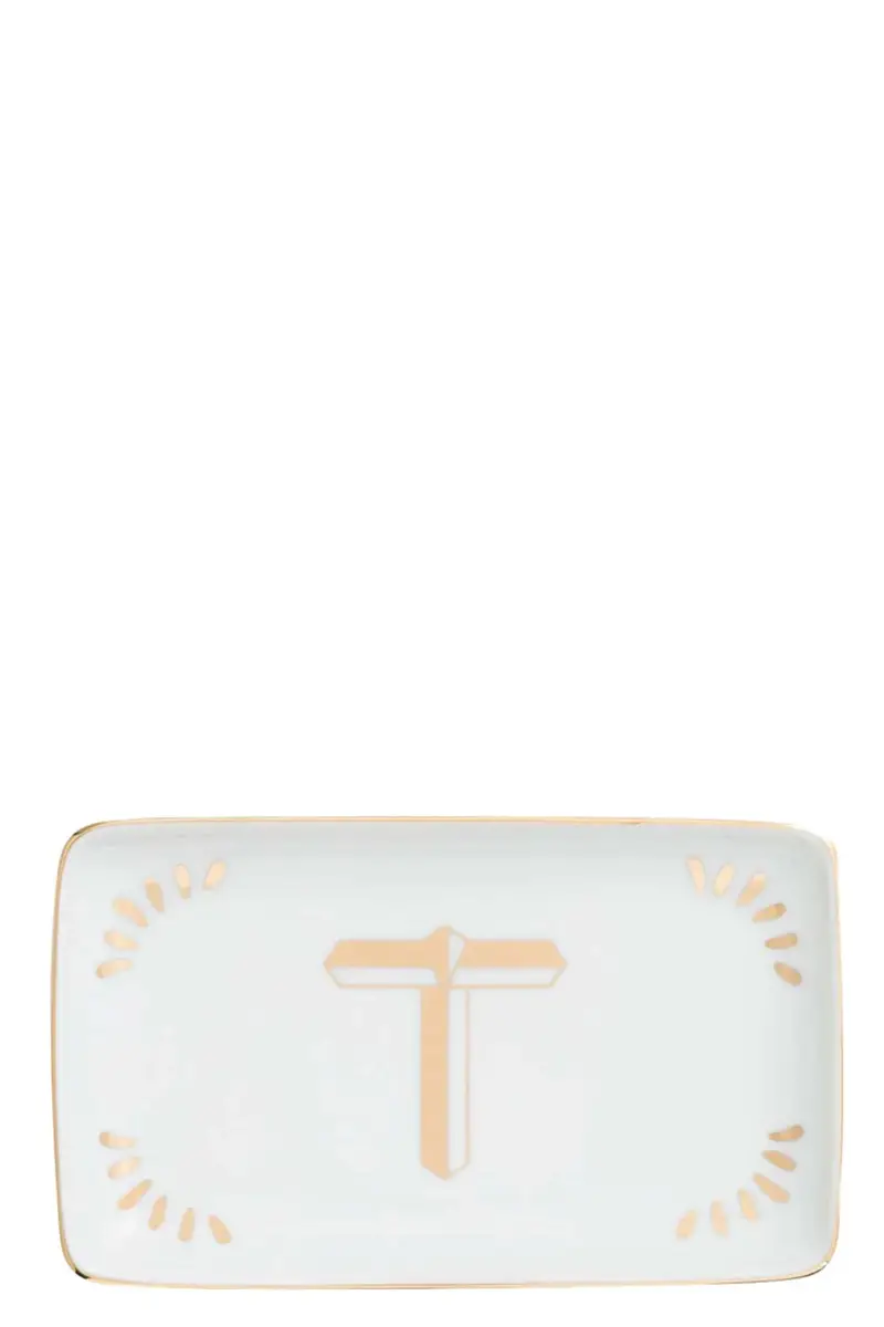 Svuotatasche Rettangolare Lettera 'T' Bianco