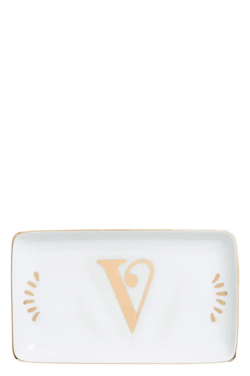 Svuotatasche Rettangolare Lettera 'V' Bianco