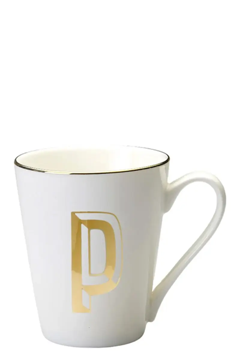 Tazza Lettera 'P' ⌀ 8,7 Cm Bianco