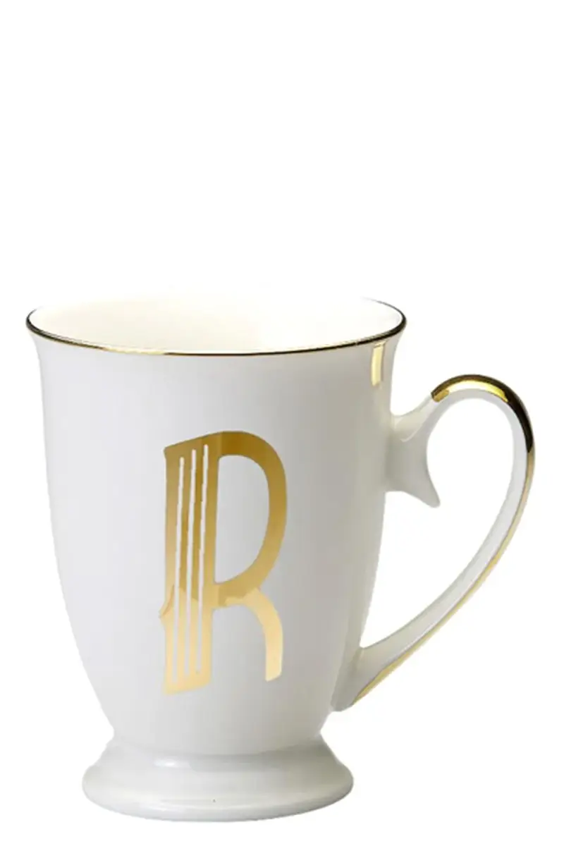 Tazza Lettera 'R' ⌀ 8,7 Cm Bianco