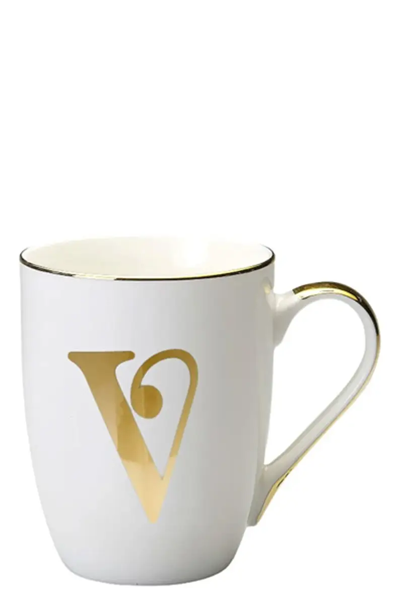 Tazza Lettera 'V' Bianco