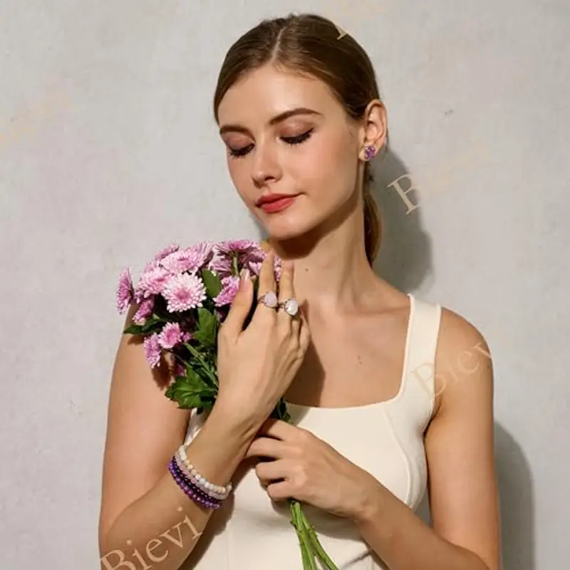 Bivei Ametista - Tranquillità - signora braccialetto perline 6mm semiprezioso cristallo naturale elastico elastico cristallo accessori regalo di yoga miniatura 3