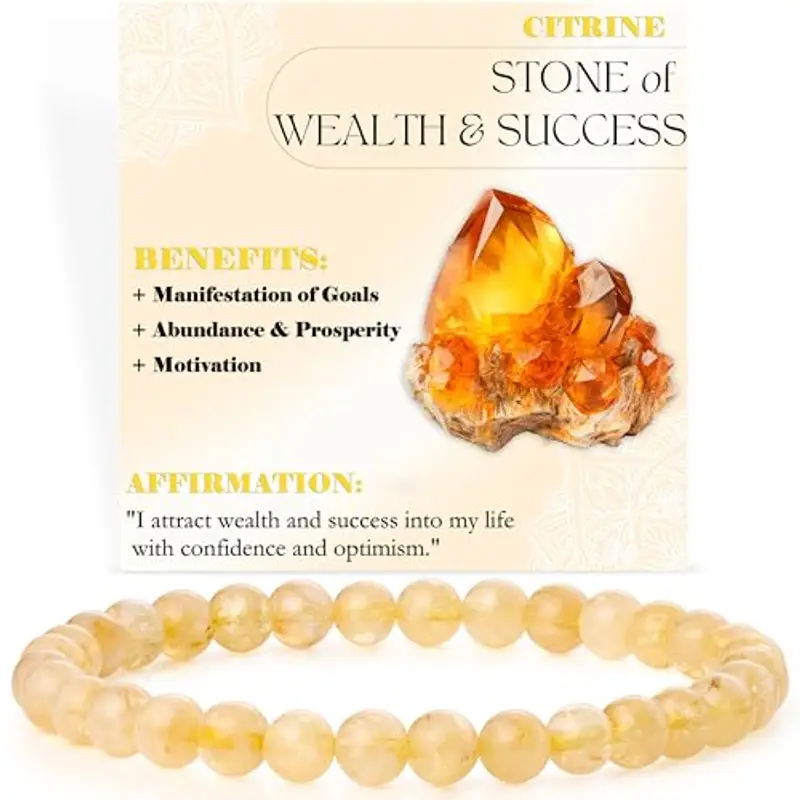 Bivei Citrino - Ricchezza & successo - signora braccialetto perline 6mm semiprezioso cristallo naturale elastico elastico cristallo accessori regalo di yoga