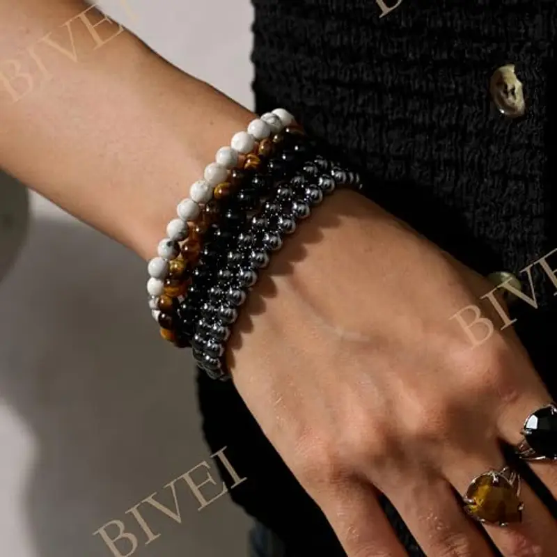 Bivei Howlite - Calma & chiarezza - signora braccialetto perline 6mm semiprezioso cristallo naturale elastico elastico cristallo accessori regalo di yoga miniatura 2