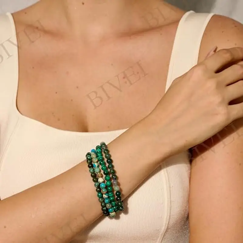 Bivei Malachite - Trasformazione - signora braccialetto perline 6mm semiprezioso cristallo naturale elastico elastico cristallo accessori regalo di yoga miniatura 2