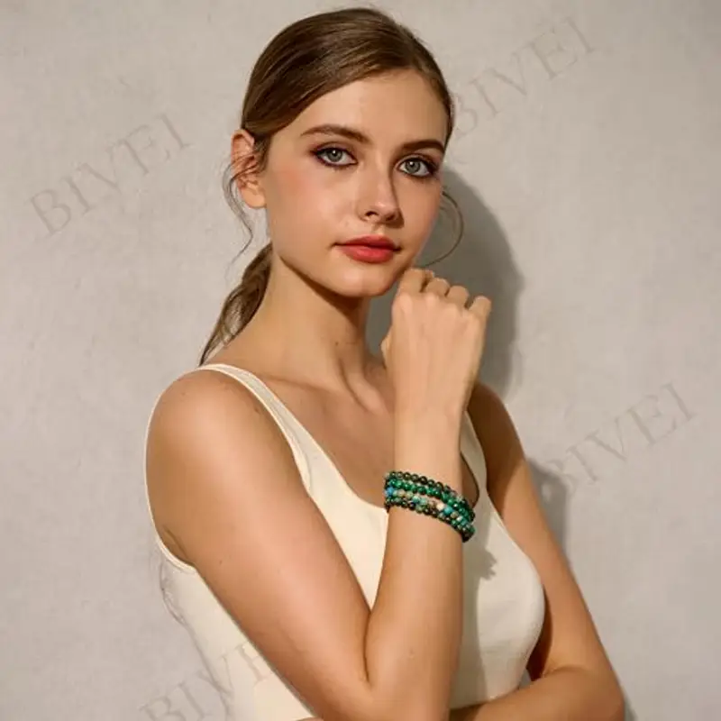 Bivei Malachite - Trasformazione - signora braccialetto perline 6mm semiprezioso cristallo naturale elastico elastico cristallo accessori regalo di yoga miniatura 3