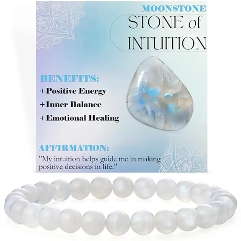 Bivei Pietra di luna - Intuizione - signora braccialetto perline 6mm semiprezioso cristallo naturale elastico elastico cristallo accessori regalo di yoga