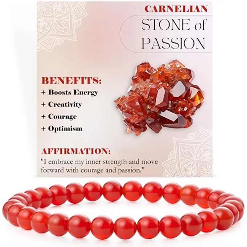 Bivei signora braccialetto perline 6mm semiprezioso cristallo naturale elastico elastico cristallo accessori regalo di yoga(Corniola - Passione)