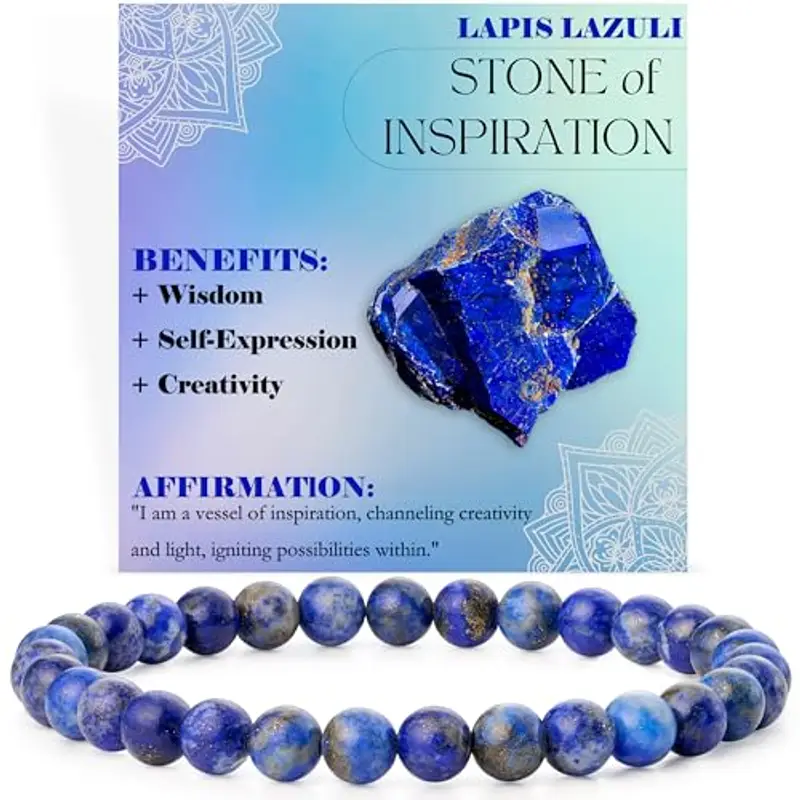 Bivei signora braccialetto perline 6mm semiprezioso cristallo naturale elastico elastico cristallo accessori regalo di yoga(Lapislazzuli - Espressione personale)