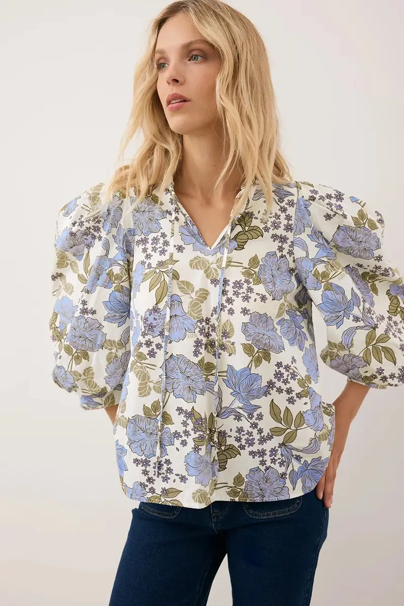 camicetta in cotone ANDRASSA donna colore blu ANDRASSA NIEBIESKI miniatura 4