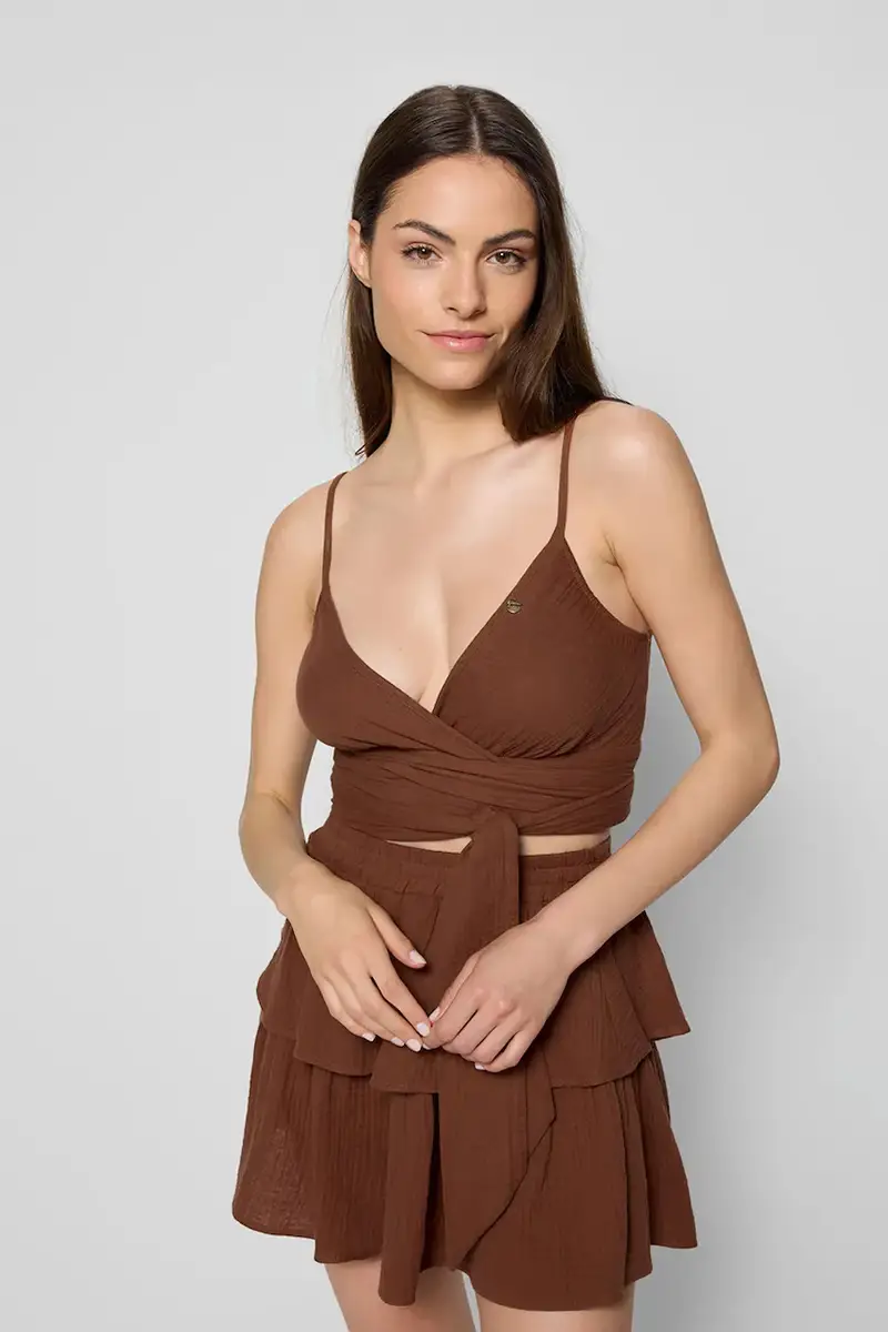 camicetta TARI donna colore marrone TARI BRĄZOWY