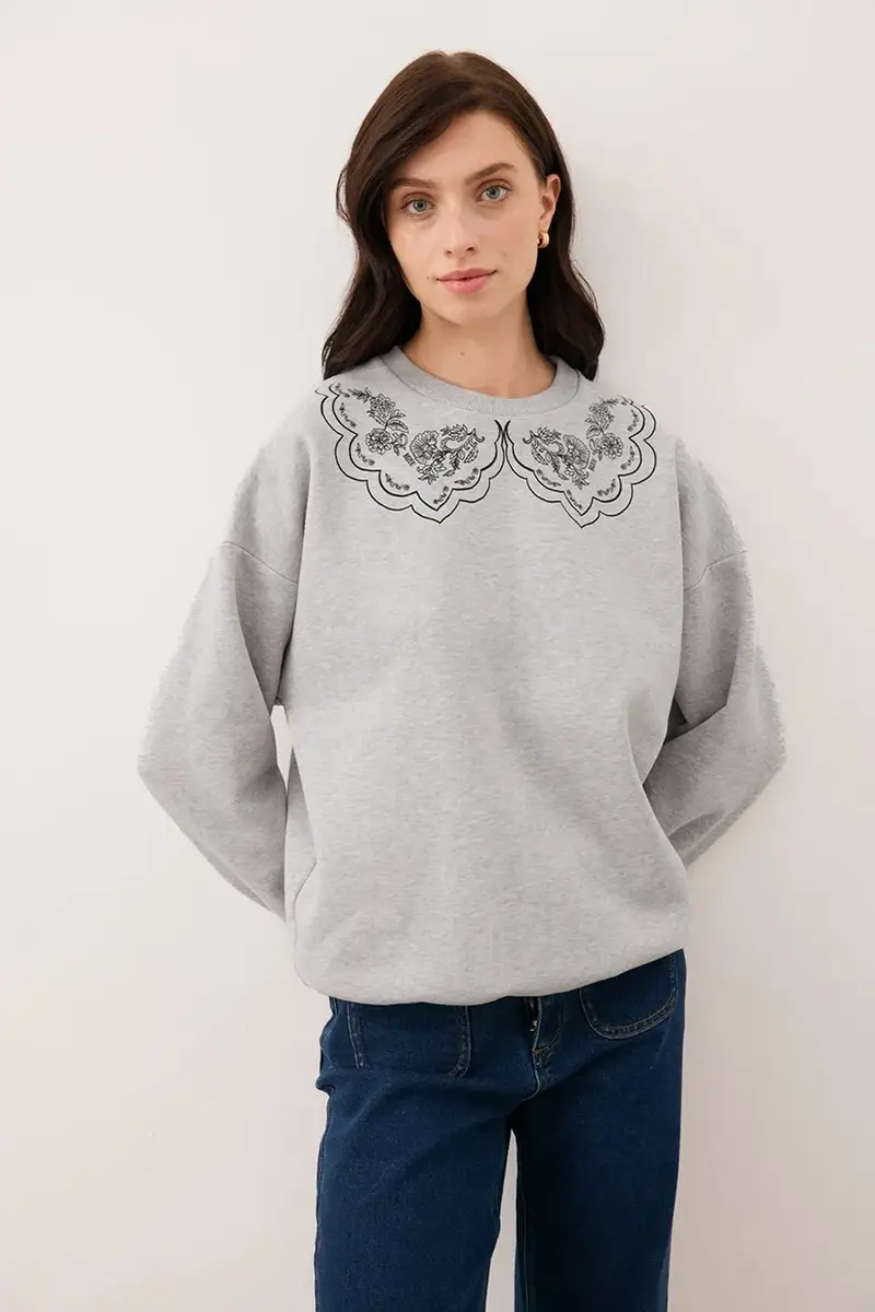 felpa COLLIER donna colore grigio COLLIER SZARY miniatura 4