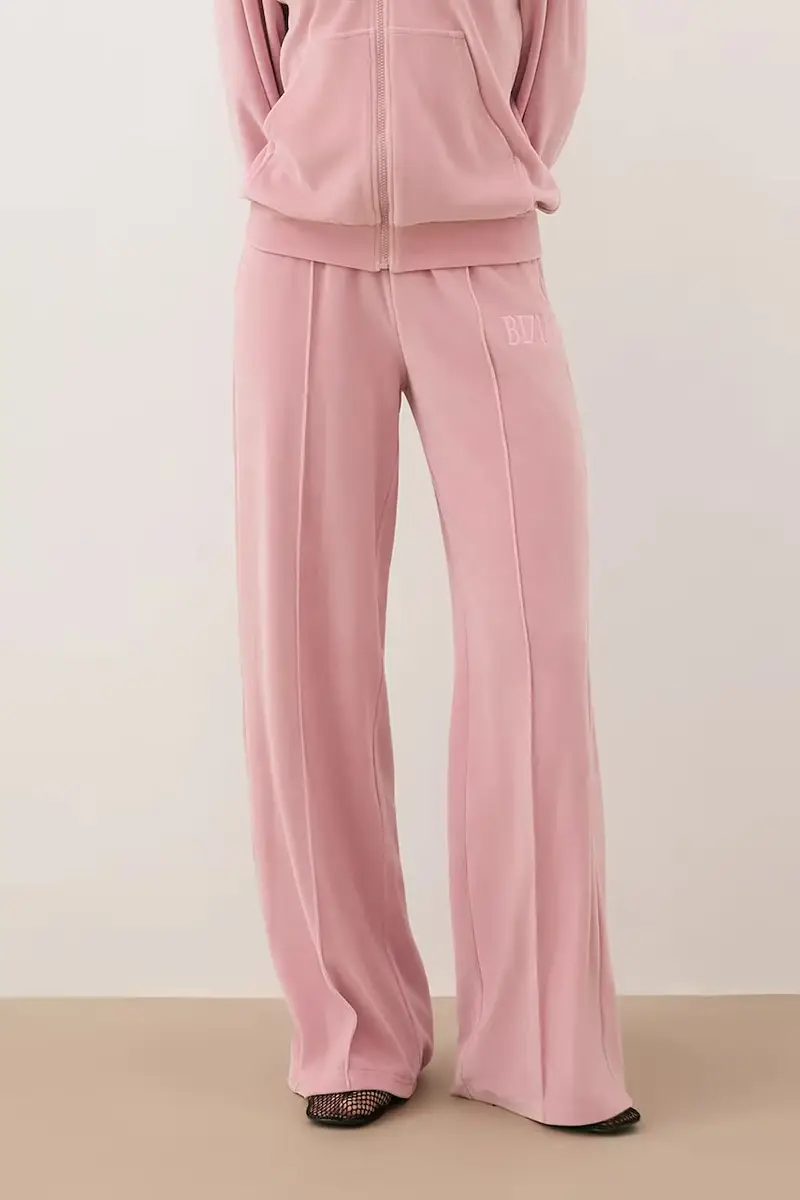 pantaloni da tuta in velluto VELORINA donna colore rosa con applicazione VELORINA RÓŻOWY miniatura 2