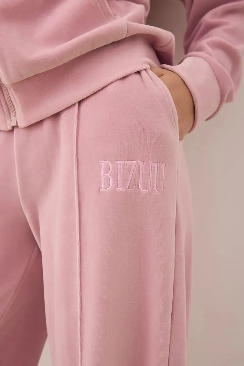 pantaloni da tuta in velluto VELORINA donna colore rosa con applicazione VELORINA RÓŻOWY miniatura 3