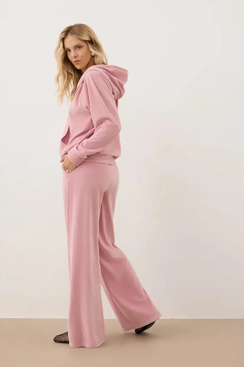 pantaloni da tuta in velluto VELORINA donna colore rosa con applicazione VELORINA RÓŻOWY miniatura 4