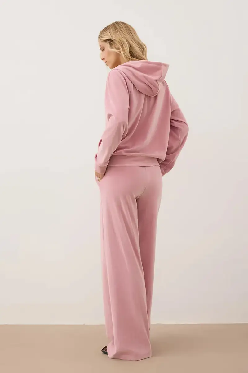 pantaloni da tuta in velluto VELORINA donna colore rosa con applicazione VELORINA RÓŻOWY miniatura 5