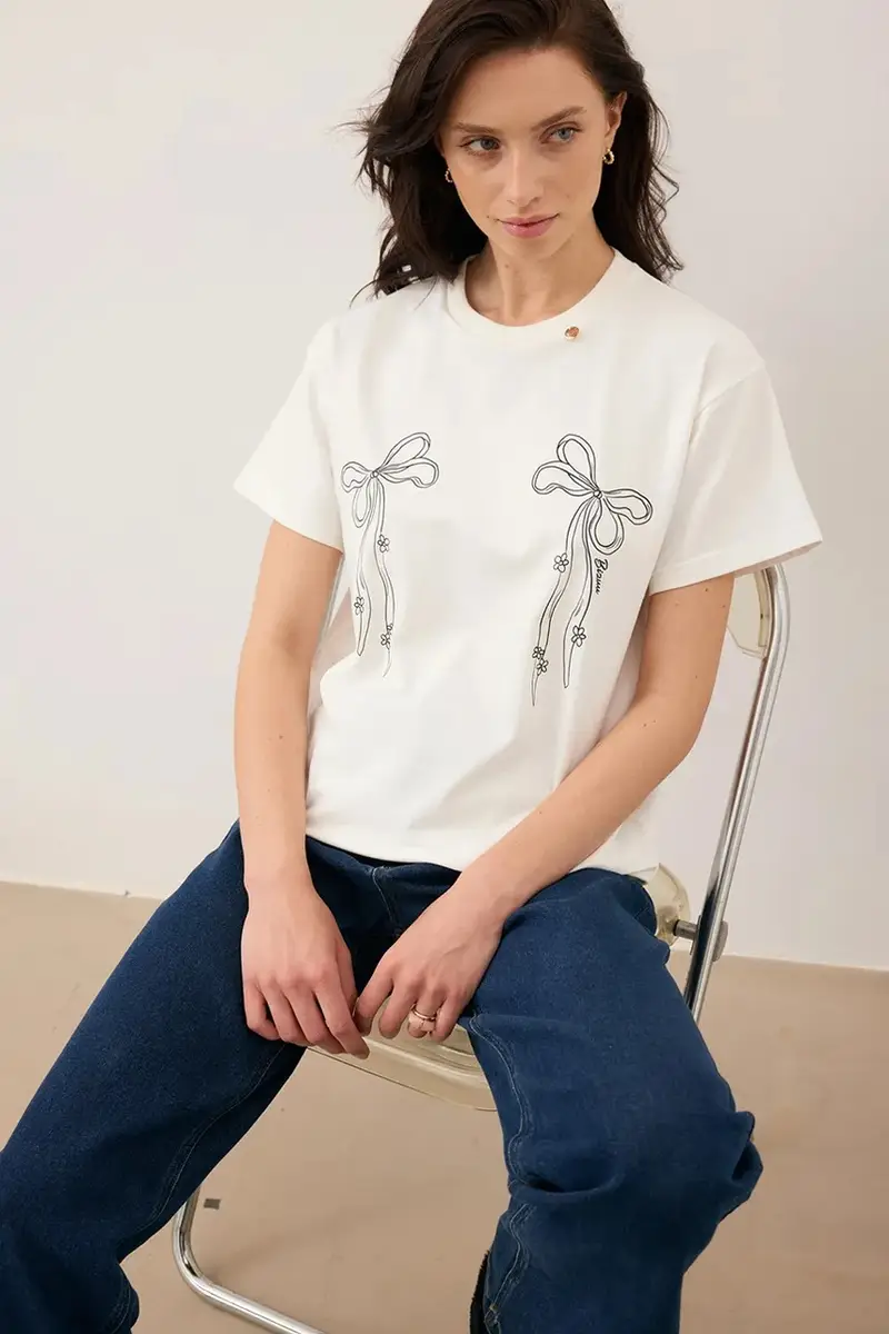 BIZUU T-shirt Donna Beige 3765497 miniatura 5