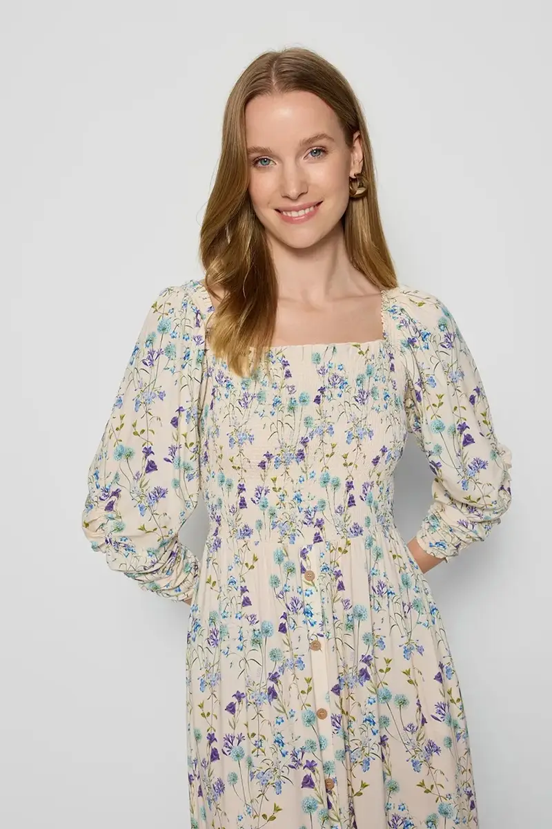 vestito PATRYA colore beige PATRYA KREMOWY miniatura 4