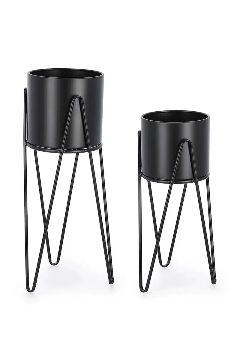set vasi da fiori con cavalletto Madelyn pacco da 2 colore nero