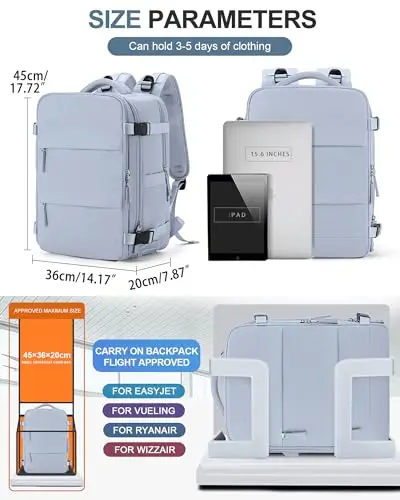 BJLFS Zaino da viaggio Blu 3518397 miniatura 3