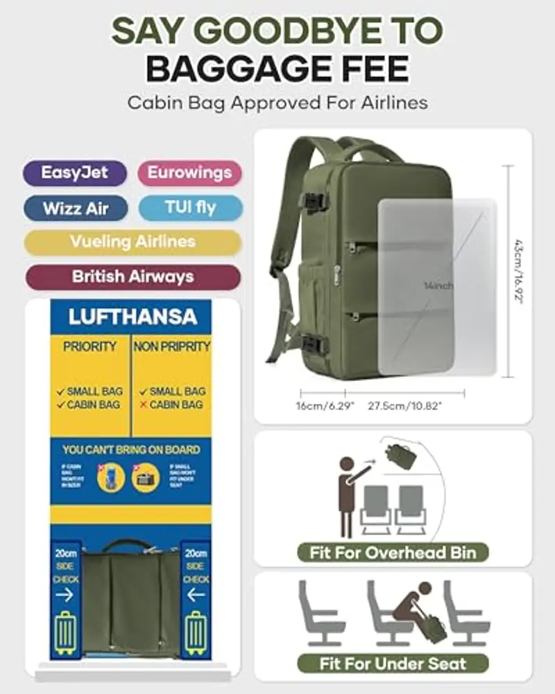 BJLFS Zaino da viaggio Verde 1600132 miniatura 2