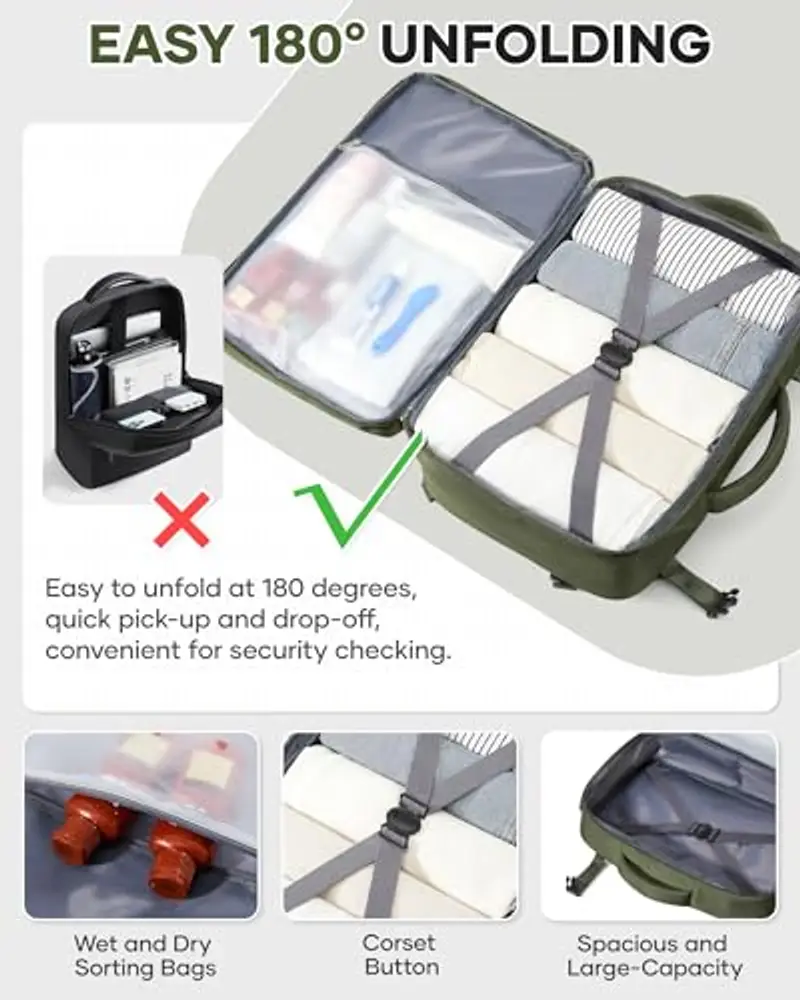 BJLFS Zaino da viaggio Verde 1600132 miniatura 3