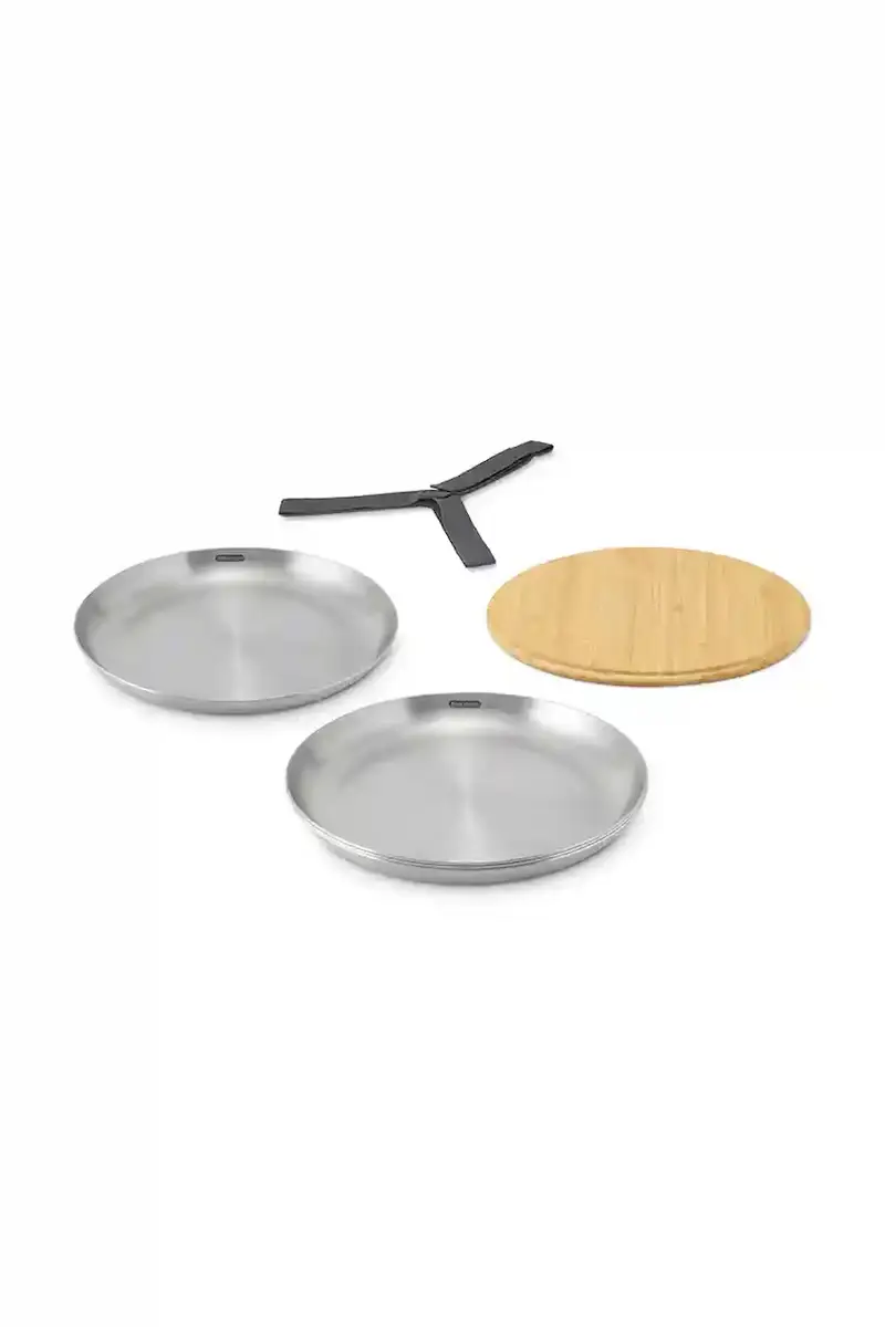 set di piatti da picnic con coperchio e manico 25 cm pacco da 4 Grigio miniatura 2
