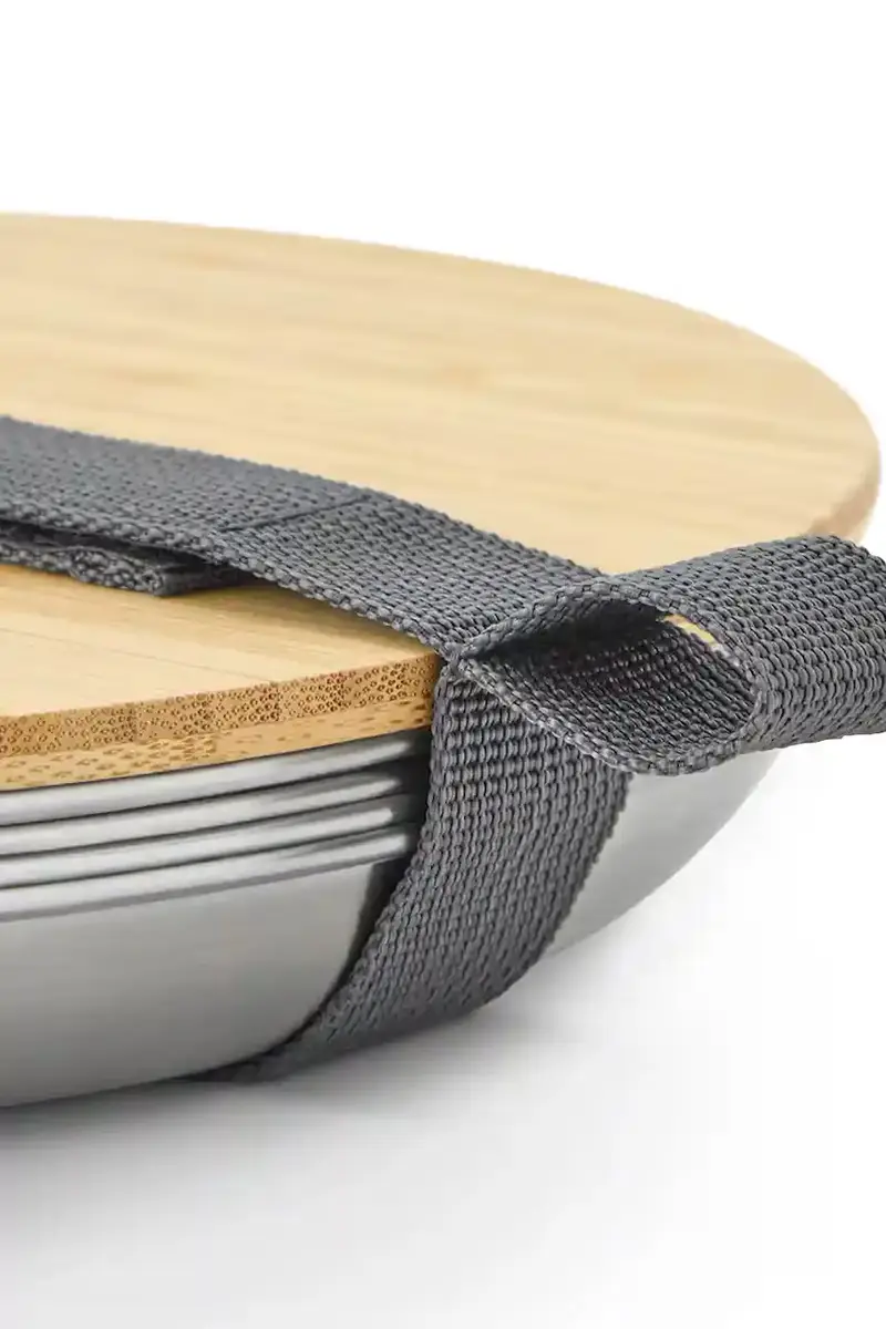 set di piatti da picnic con coperchio e manico 25 cm pacco da 4 Grigio miniatura 4