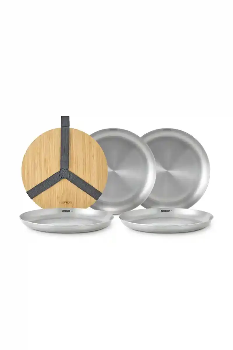 set di piatti da picnic con coperchio e manico 25 cm pacco da 4 Grigio