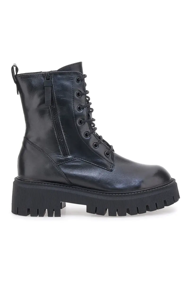 Anfibi Neri In Vera Pelle Black Shoot 20605 [NERO]