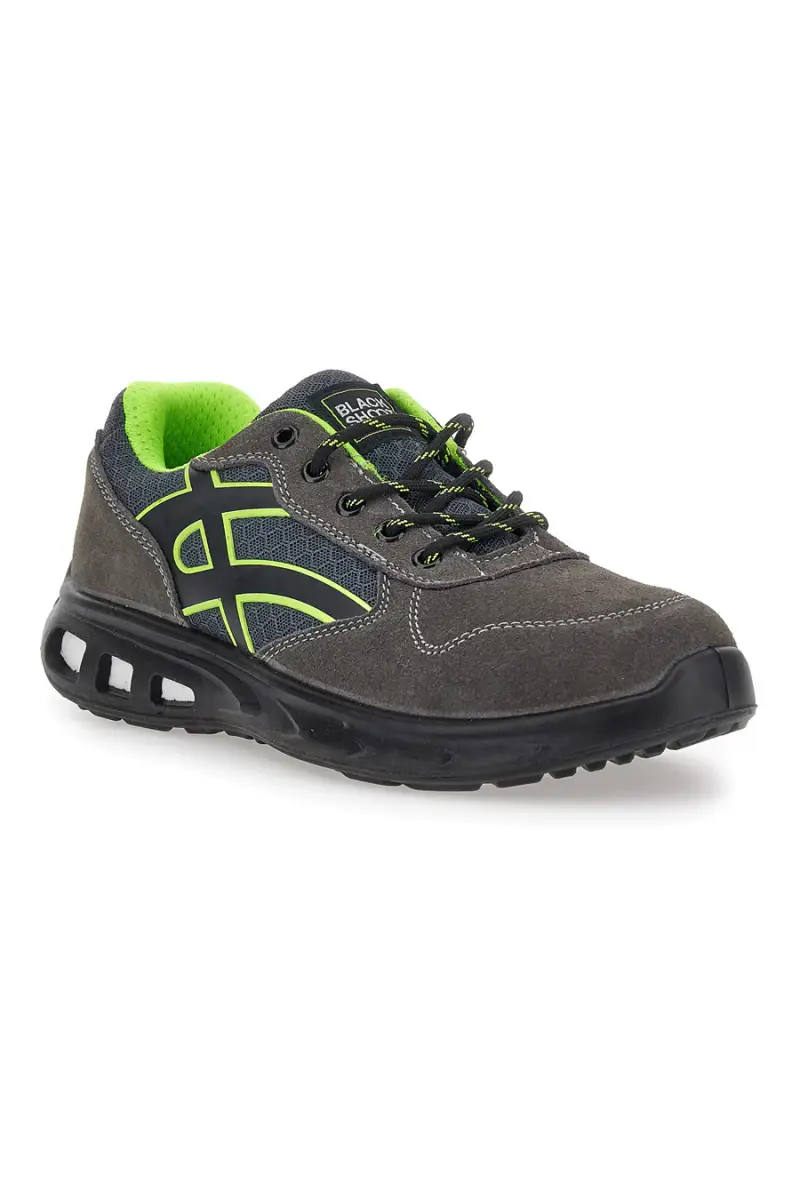 Scarpe antinfortunistiche basse grigie inserti fluo S1P Black shoot YL-5068-2 S1P [BLACK miniatura 2