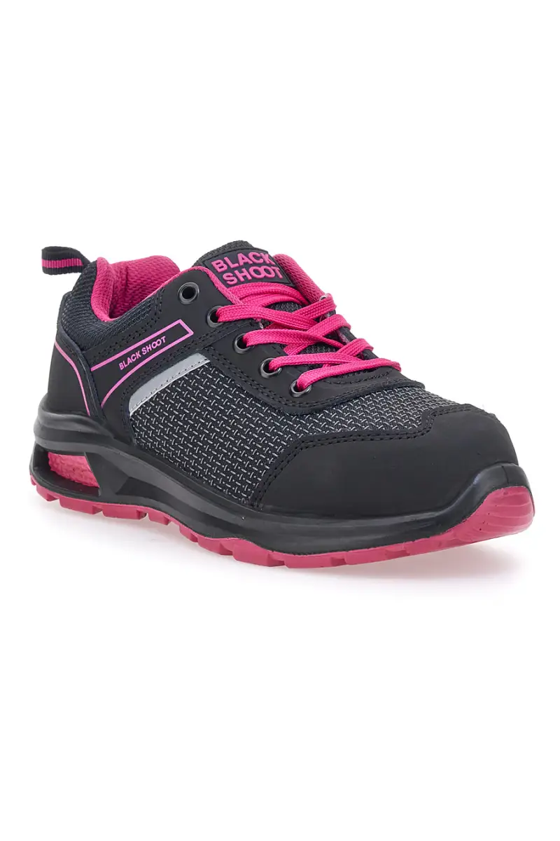Scarpe antinfortunistiche nere e fucsia S1PL Black shoot PK23043 [NERO miniatura 2