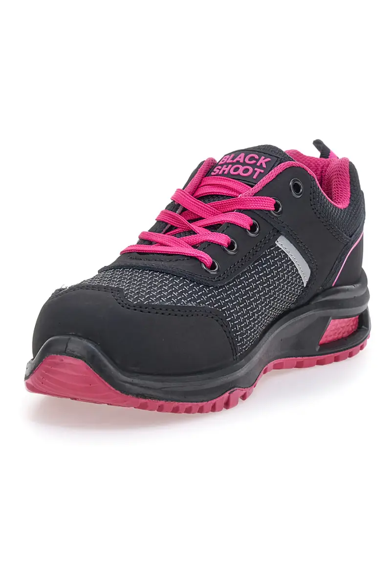 Scarpe antinfortunistiche nere e fucsia S1PL Black shoot PK23043 [NERO miniatura 3