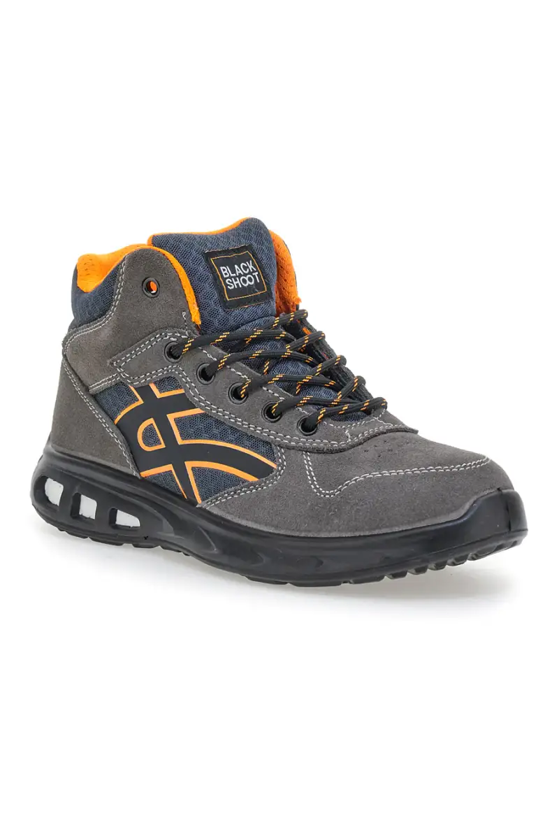 Sneakers antinfortunistiche mid grigie S1P in pelle Black shoot YL-5068H-1 [GRIGIO miniatura 2