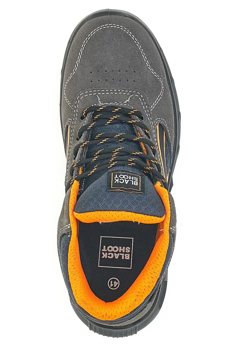 Sneakers antinfortunistiche mid grigie S1P in pelle Black shoot YL-5068H-1 [GRIGIO miniatura 3