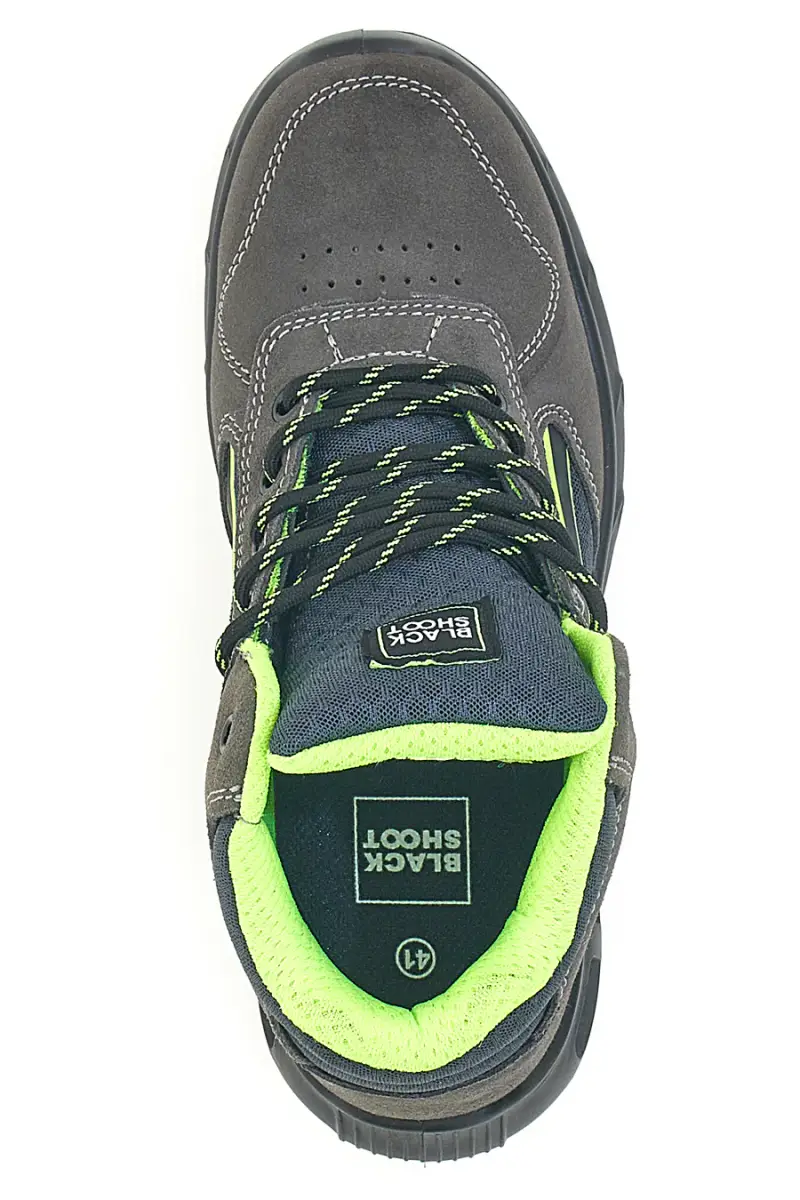 Sneakers antinfortunistiche mid grigie S1P in pelle Black shoot YL-5068H-2 [GRIGIO miniatura 3