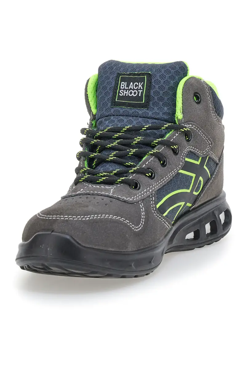 Sneakers antinfortunistiche mid grigie S1P in pelle Black shoot YL-5068H-2 [GRIGIO miniatura 4