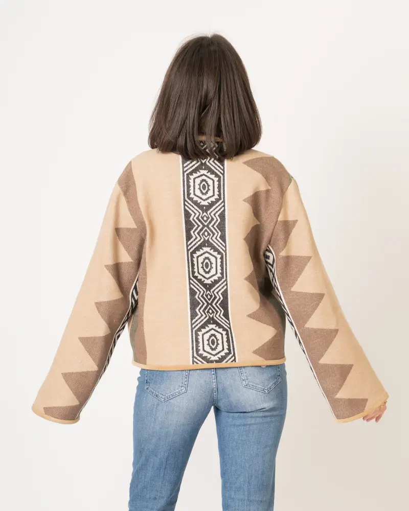 Blast Off Kimono Etnico Fango con Chiusura in Pelle