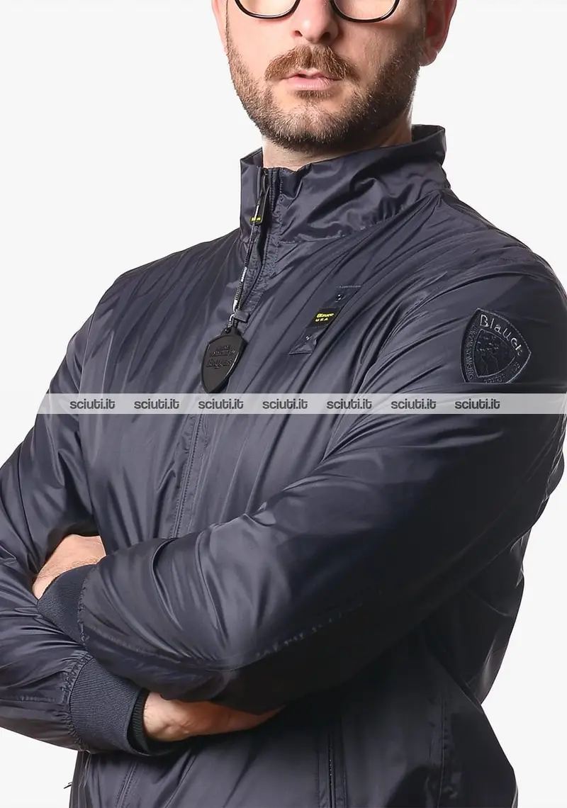 Bomber Blauer uomo blu scuro foderato in cotone Duxbury