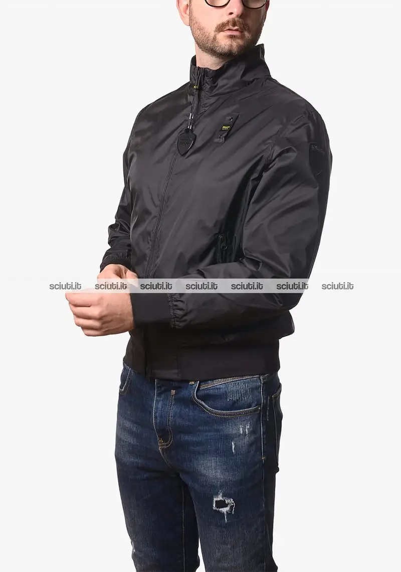 Bomber Blauer uomo nero foderato in cotone Duxbury
