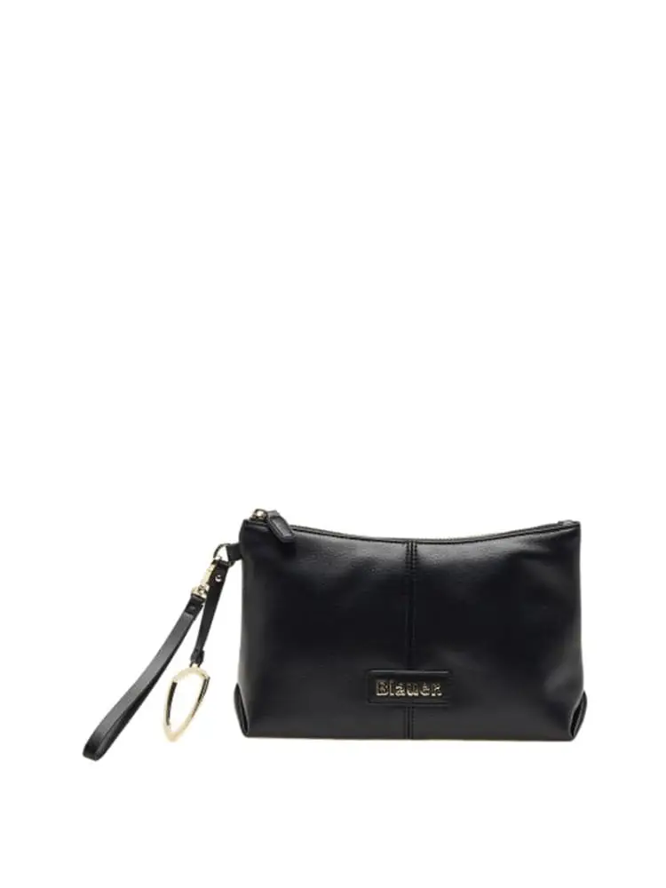 borsa a mano gondol01 in ecopelle nera con logo e charm